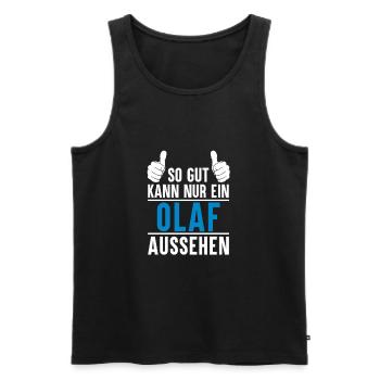 Olaf Name Geschenkidee Olaf Geschenk Vorname - Männer Premium Bio Tank Top - Schwarz - Vorne - Michal (187cm)