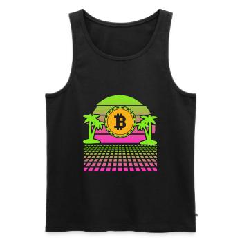 Bitcoin Cryptowährung Crypto Retro Vaporwave 90s - Männer Premium Bio Tank Top - Schwarz - Vorne - AI Model Male 178 light (178cm)