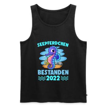 Seepferdchen Bestanden 2022 Schwimmabzeichen - Männer Premium Bio Tank Top - Schwarz - Vorne - AI Model Male 178 light (178cm)