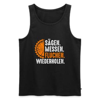 Sägen Messen Fluchen Wiederholen Tischler - Männer Premium Bio Tank Top - Schwarz - Vorne - Michal (187cm)