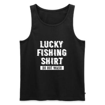 Chemise de pêche chanceuse ne lave pas le pêcheur - Débardeur bio Premium Homme - noir - Devant - AI Model Male 178 light (178cm)