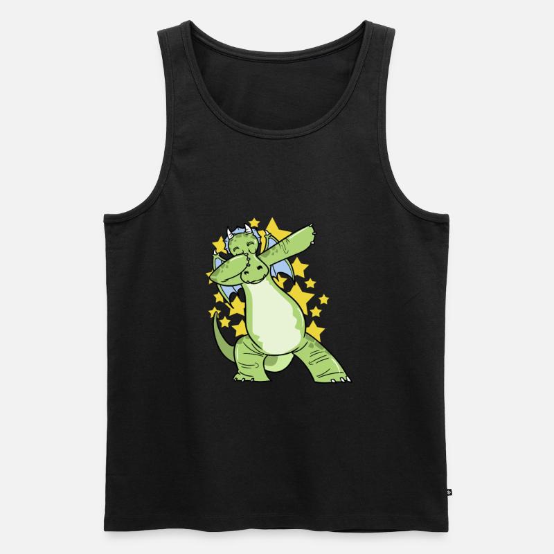 Dabbing Drache - Männer Premium Bio Tank Top - Schwarz