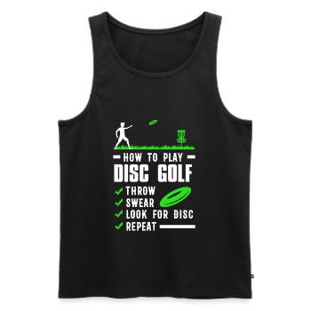 Comment jouer au Disc Golf - Débardeur bio Premium Homme - noir - Devant - Michal (187cm)