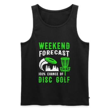 Weekend Forecast 100% Chance Of Disc Golf - Men's Premium Organic Tank Top - black - Front - Michal (187cm)