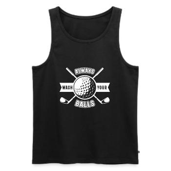 Always Wash Your Balls Golf Golfer - Männer Premium Bio Tank Top - Schwarz - Vorne - AI Model Male 178 light (178cm)
