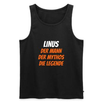 Linus - Männer Premium Bio Tank Top - Schwarz - Vorne - AI Model Male 178 light (178cm)