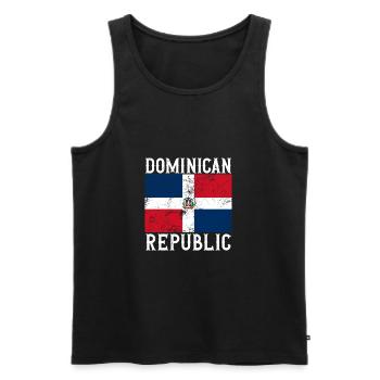 Visite souvenir du drapeau de la République dominicaine - Débardeur bio Premium Homme - noir - Devant - Michal (187cm)