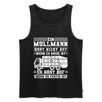 Müllmann Müde Stadtreinigung Müllabfuhr Müllauto - Männer Premium Bio Tank Top - Schwarz - Vorne - Michal (187cm)