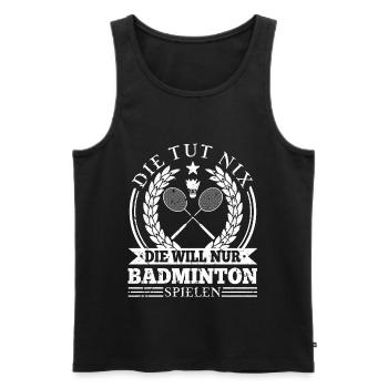 Badminton Schläger Frauen Federball - Männer Premium Bio Tank Top - Schwarz - Vorne - Michal (187cm)