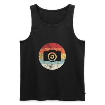 Fotograf Fotografen Retro Vintage Kamera Geschenk - Männer Premium Bio Tank Top - Schwarz - Vorne - Michal (187cm)
