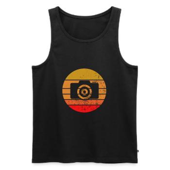 Fotograf Fotografen Retro Vintage Kamera Geschenk - Männer Premium Bio Tank Top - Schwarz - Vorne - Michal (187cm)