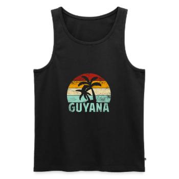 Guyana Souvenir Palmiers Été Soleil Mer Plage - Débardeur bio Premium Homme - noir - Devant - AI Model Male 178 light (178cm)