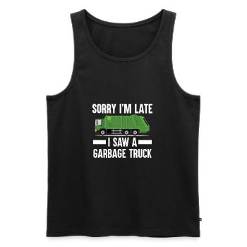 Garbage truck garbage collection saying garbage man - Men's Premium Organic Tank Top - black - Front - AI Model Male 178 light (178cm)