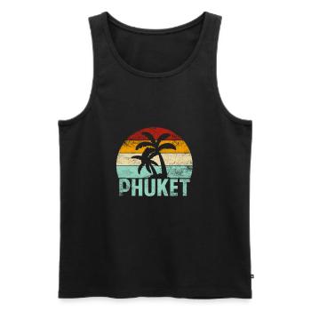 Phuket Souvenir Palm Trees Summer Sun Sea Beach - Men's Premium Organic Tank Top - black - Front - Michal (187cm)