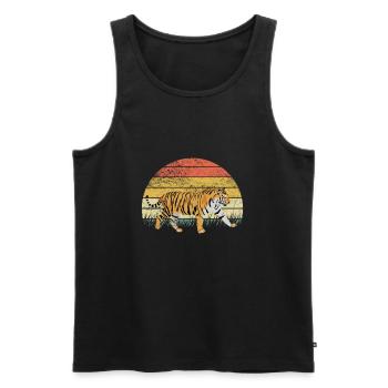 Tiger Animal Predator Africa Safari Dessin animé coloré - Débardeur bio Premium Homme - noir - Devant - AI Model Male 178 light (178cm)