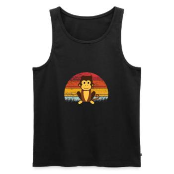 Singe Rétro Vintage Couleur Coloré Dessin Animé Singes - Débardeur bio Premium Homme - noir - Devant - AI Model Male 178 light (178cm)