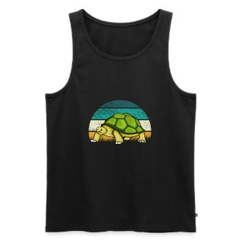 Turtle Retro Vintage - Men's Premium Organic Tank Top - black - Front - Michal (187cm)