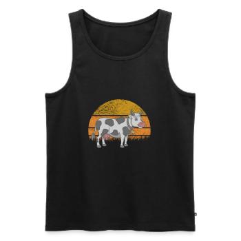 Kuh Kühe Rinder Kälber Kalb Bullen Retro Vintage - Männer Premium Bio Tank Top - Schwarz - Vorne - AI Model Male 178 light (178cm)