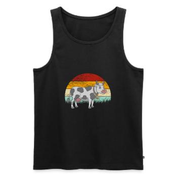 Kuh Retro Vintage Kühe - Männer Premium Bio Tank Top - Schwarz - Vorne - AI Model Male 178 light (178cm)