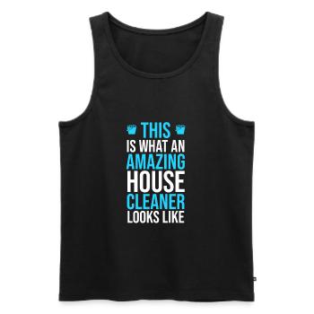 Cleaner Cleaning lady Cleaner Domestic help - Men's Premium Organic Tank Top - black - Front - Michal (187cm)