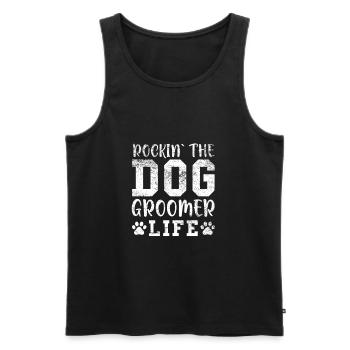 Hundefrisör Hundepflege - Männer Premium Bio Tank Top - Schwarz - Vorne - Michal (187cm)