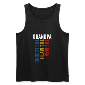 Grandpa The Man of Myth the Legend Grandfather - Men's Premium Organic Tank Top - black - Front - Michal (187cm)