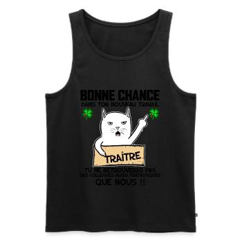 Collègue Cadeau Départ bonne chance humour chat - Débardeur bio Premium Homme - noir - Devant - Michal (187cm)