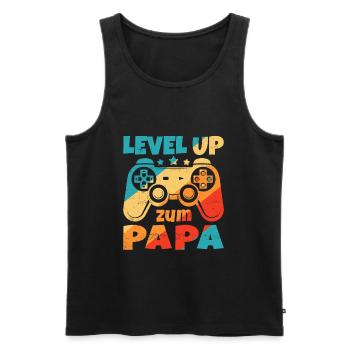 Level Up zum Papa Schwanger Geburt Gamer - Männer Premium Bio Tank Top - Schwarz - Vorne - Michal (187cm)