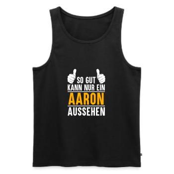 Aaron Vorname Geschenk - Männer Premium Bio Tank Top - Schwarz - Vorne - AI Model Male 178 light (178cm)
