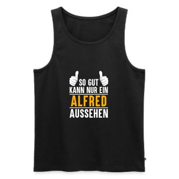 Alfred Vorname Geschenk - Männer Premium Bio Tank Top - Schwarz - Vorne - AI Model Male 178 light (178cm)
