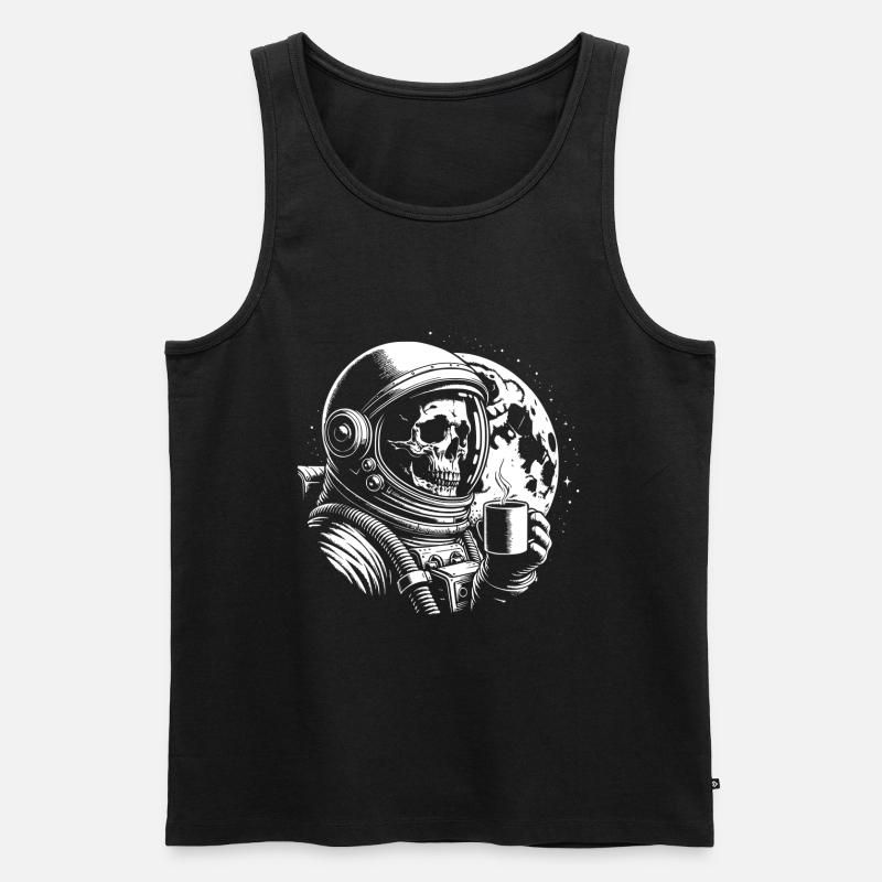 Skull mit Kaffeebecher Kaffee - Männer Premium Bio Tank Top - Schwarz