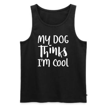 My dog thinks I'm cool - Men's Premium Organic Tank Top - black - Front - Michal (187cm)