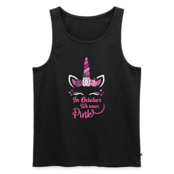 Im Oktober tragen wir Rosa - Männer Premium Bio Tank Top - Schwarz - Vorne - Michal (187cm)