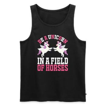 Sei ein Einhorn auf einer Pferdewiese Unicorn - Männer Premium Bio Tank Top - Schwarz - Vorne - Michal (187cm)