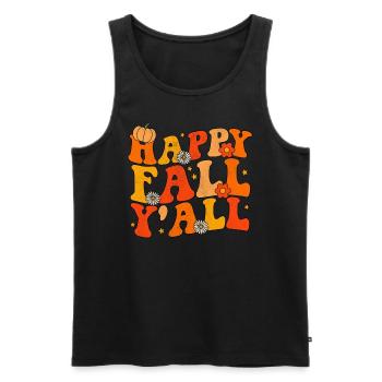 Happy Fall Y'all Groovy Hippie Autumn - Men's Premium Organic Tank Top - black - Front - AI Model Male 178 light (178cm)