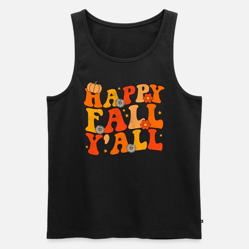 Glücklicher Herbst groovy Hippie - Männer Premium Bio Tank Top - Schwarz