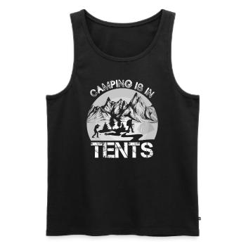 Camping is camping hiking shirt - Men's Premium Organic Tank Top - black - Front - Michal (187cm)