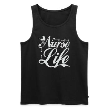 Nurse Life - Men's Premium Organic Tank Top - black - Front - AI Model Male 178 light (178cm)