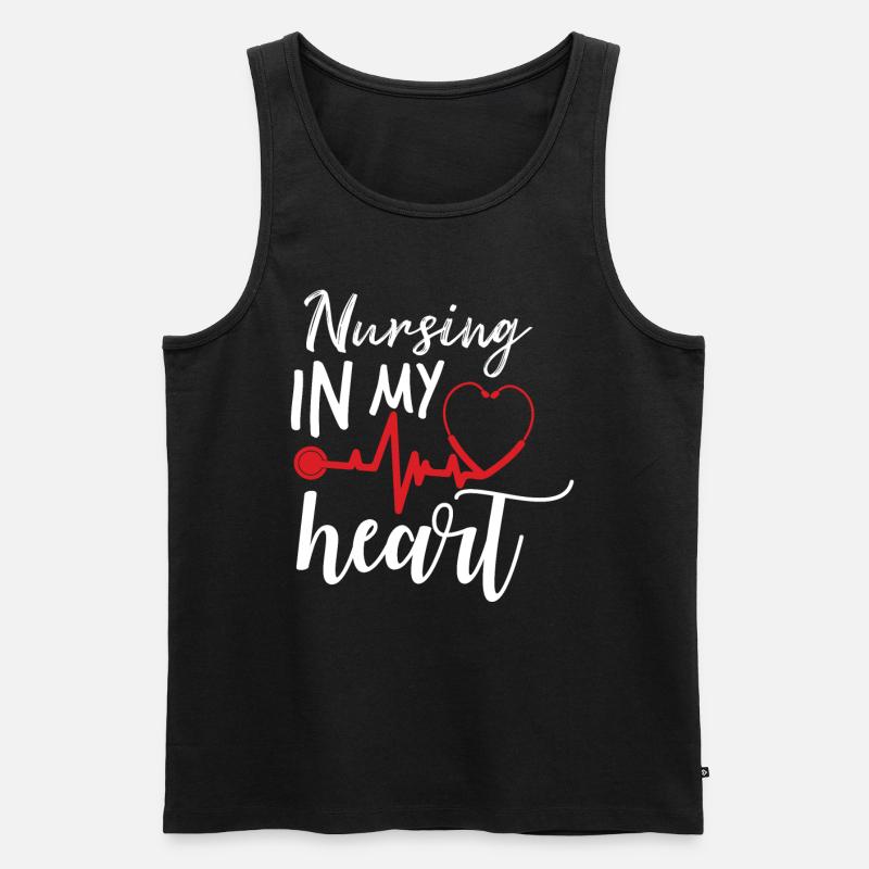 Krankenschwester Herzklopfen - Männer Premium Bio Tank Top - Schwarz