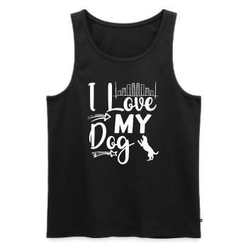 J’aime mon chien - Débardeur bio Premium Homme - noir - Devant - Michal (187cm)