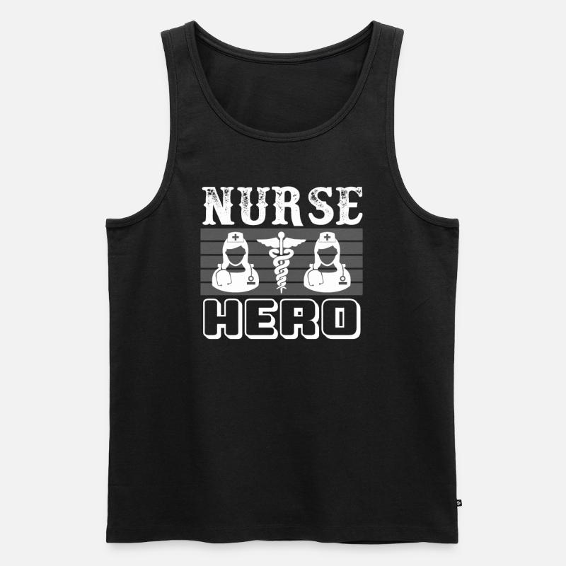 Krankenschwester Held - Männer Premium Bio Tank Top - Schwarz