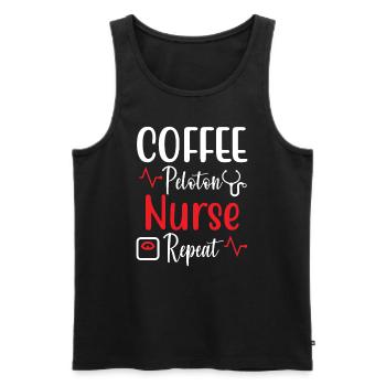 Répétition de l’infirmière du peloton de café - Débardeur bio Premium Homme - noir - Devant - AI Model Male 178 light (178cm)