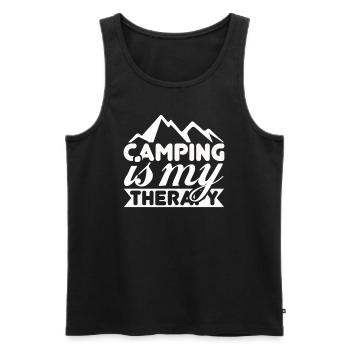 Camping is my therapy - Men's Premium Organic Tank Top - black - Front - Michal (187cm)
