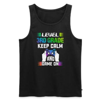 Level 3RD GRADE keep calm and game on - Men's Premium Organic Tank Top - black - Front - AI Model Male 178 light (178cm)