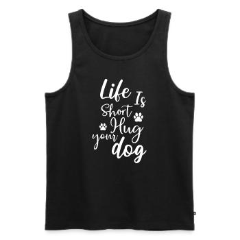 La vie est courte embrassez votre chien - Débardeur bio Premium Homme - noir - Devant - Michal (187cm)