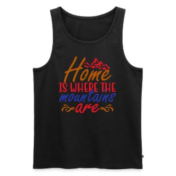 Zuhause ist, wo die Mountais sind Wandershirt - Männer Premium Bio Tank Top - Schwarz - Vorne - Michal (187cm)