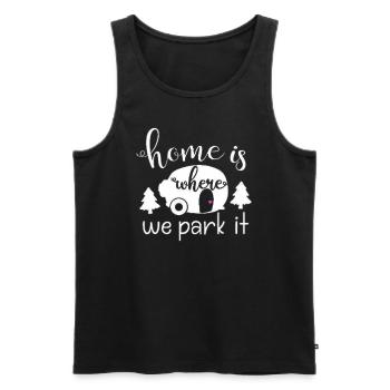 Vacances amoureux de la nature Camping dicton amusant - Débardeur bio Premium Homme - noir - Devant - Michal (187cm)