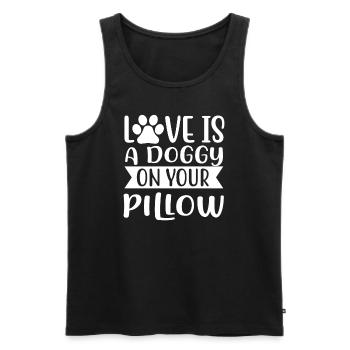Liebe ist ein Hündchen auf deinem Kissen - Männer Premium Bio Tank Top - Schwarz - Vorne - AI Model Male 178 light (178cm)