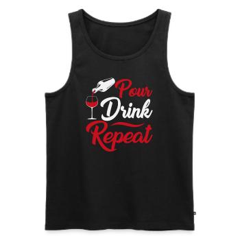 Pour drink repeat - Men's Premium Organic Tank Top - black - Front - AI Model Male 178 light (178cm)
