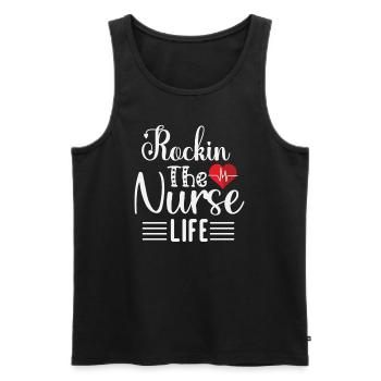 Rockin The Nurse Life - Men's Premium Organic Tank Top - black - Front - AI Model Male 178 light (178cm)